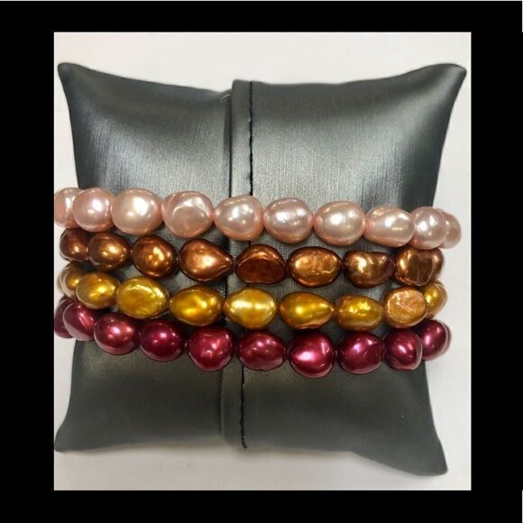 Honora Pearl Multi-color Stretchy Bracelets (Set of 4) - Picture 4 of 6